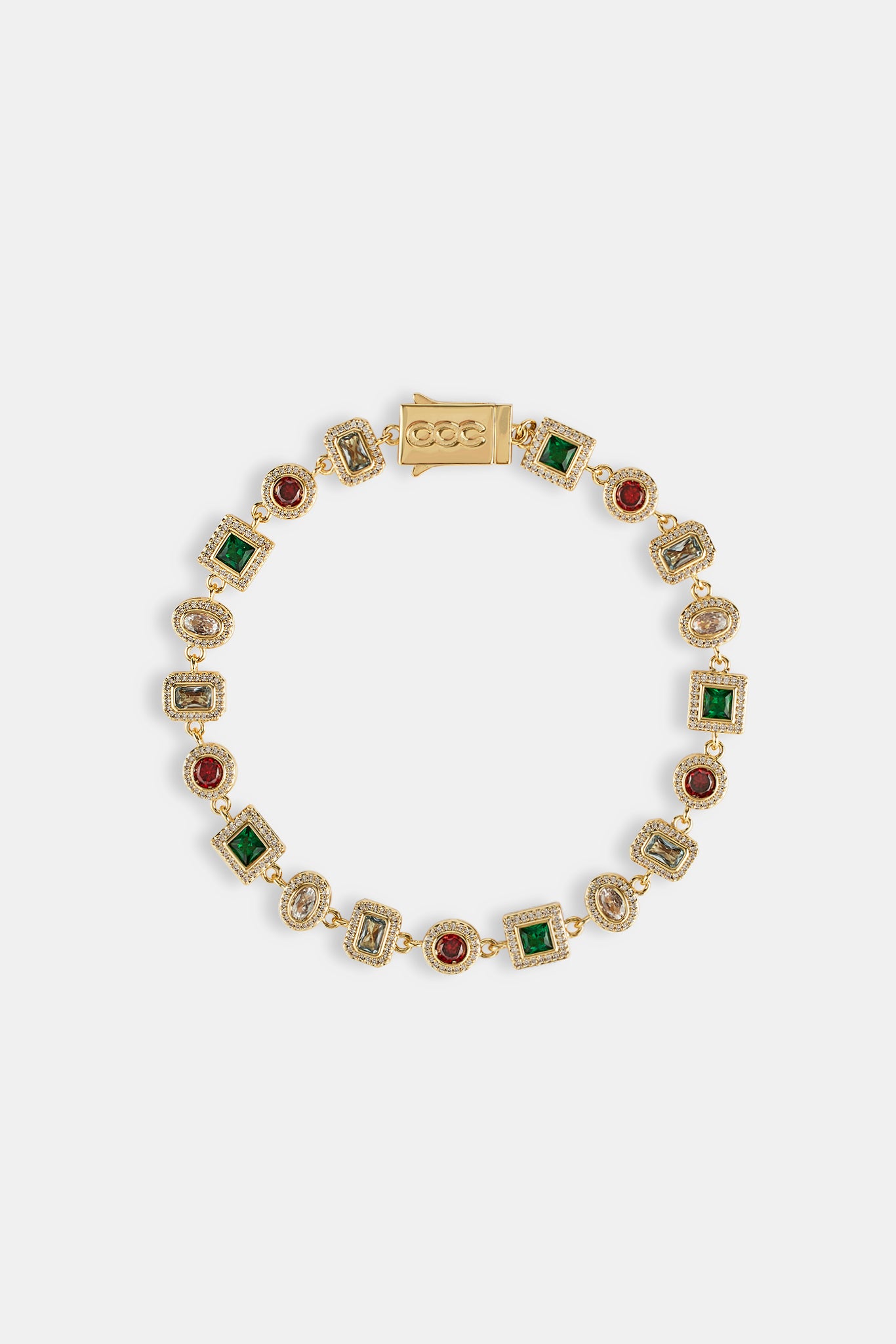 Mehrfarbiges Cluster-Armband mit verschiedenen Formen – 6 mm – Gold